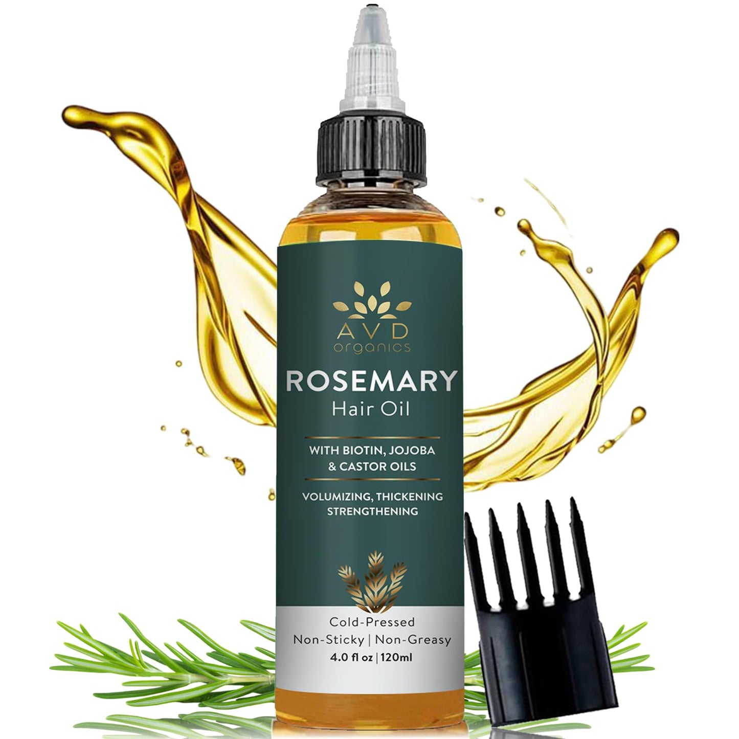 Pure Rosemary Oil for Hair Growth (4.05 fl oz) Infused with Biotin Jojoba & castor Oil | Hair strengthening Treatment | Nourishing & Volumizing– Strengthening, | Non-GMO verified