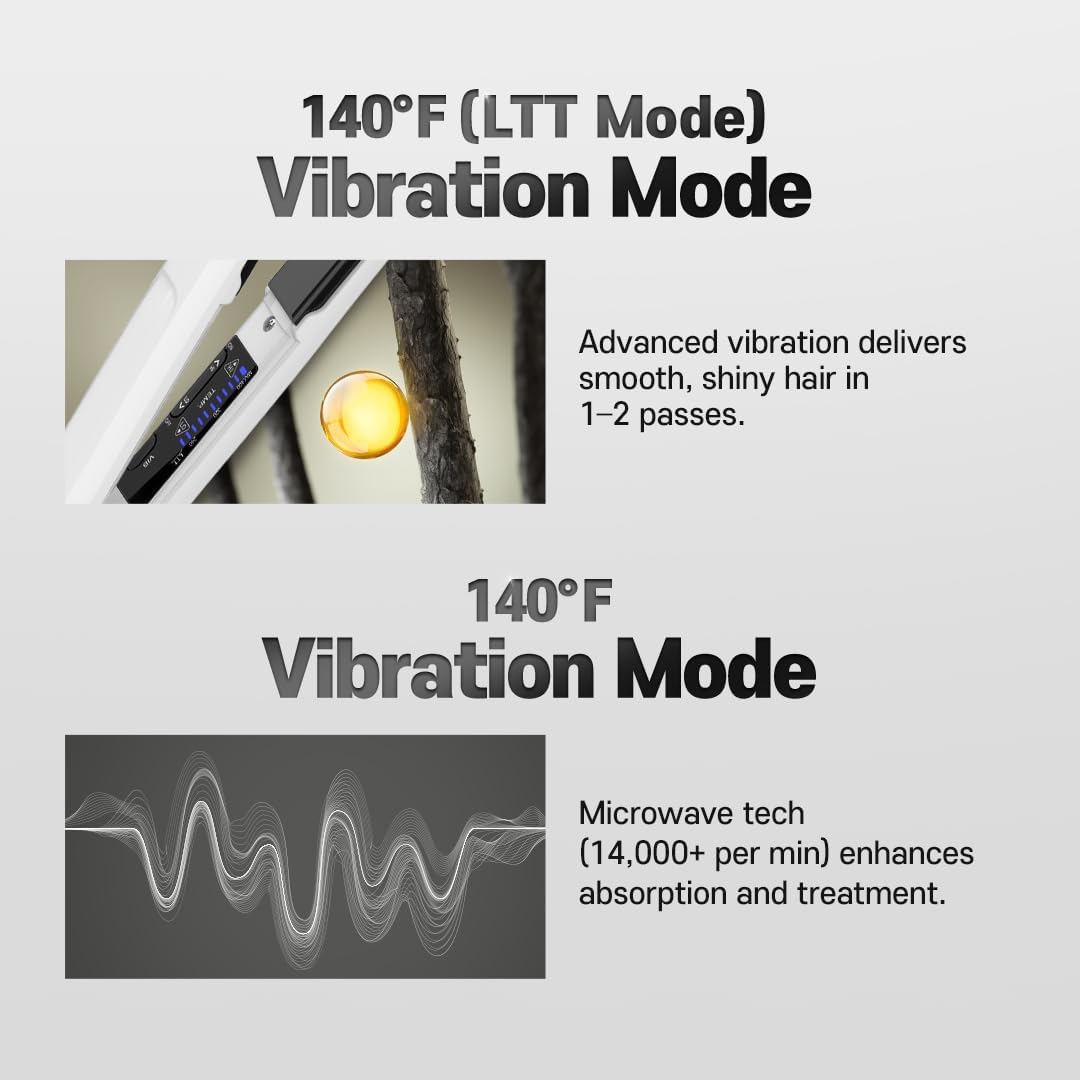 GLAMPALM Hair Straightener 1" Ceramic Flat Iron with Vibrating Plates, Korea's No.1 Professional Salon Tool, 3D Swivel Cord & Dual Voltage, 11 Heat Settings(140°–450°), 25s Fast Heat-Up, White (GP225)