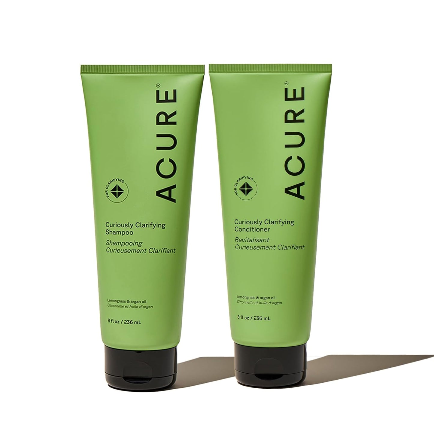 Acure Curiously Clarifying Shampoo and Conditioner Set - Daily Deep Cleansing & Hydrating Set for Women & Men, Detox for Oily Hair & Scalp Build Up, Paraben Free, Sulfate Free - 8 fl oz (2 Pack)