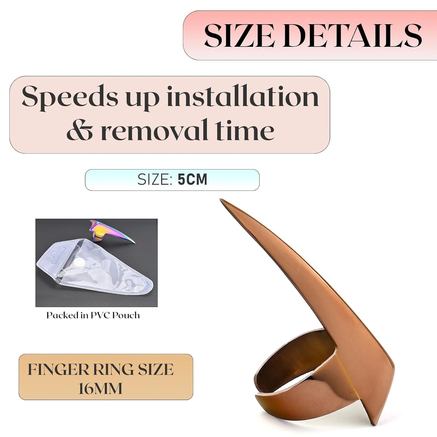 Quick Braid Aid Finger Parting Tool - Stainless Steel Stitch Braiding Tools for Durable Dreadlocks Wig & Installation of Weave Hair Human Extensions Beader Tools (Copper Color)