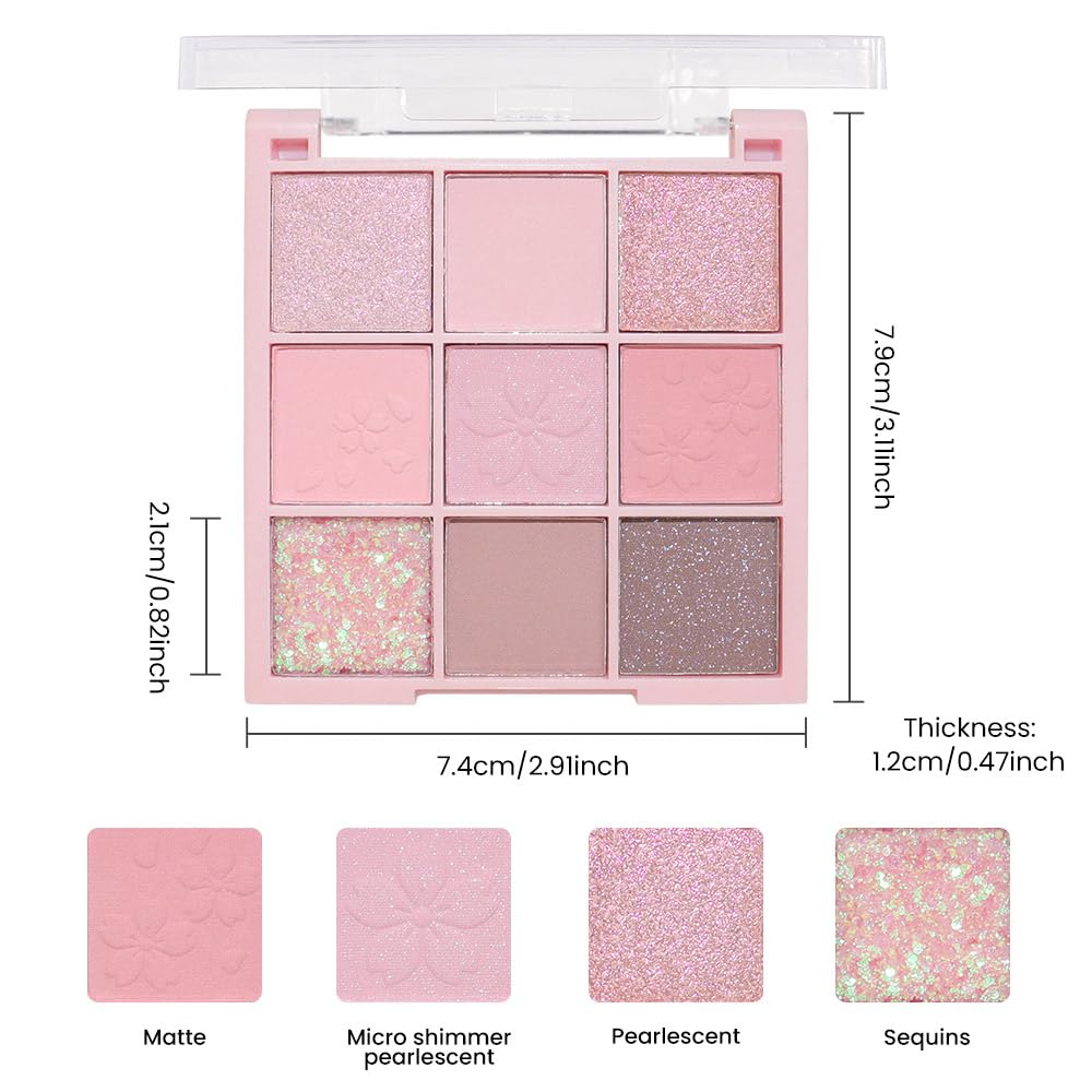 Light Pink Eyeshadow Palette,Neutral Nude Powder Eye Shadow for Older Women,Natural Long Lasting Naturing-Looking Pink Makeup Palette,Talc,Paraben Vegan & Cruelty Free