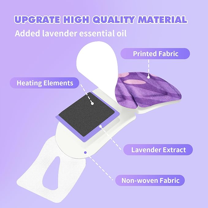 18 Packs Lavender Steam Eye Masks for Dry Eyes Warm Eye Mask Heated Eye Mask Reduce Puffiness Dark Circles Travel Essentials Eye Masks for Sleep Disposable (Lavender)