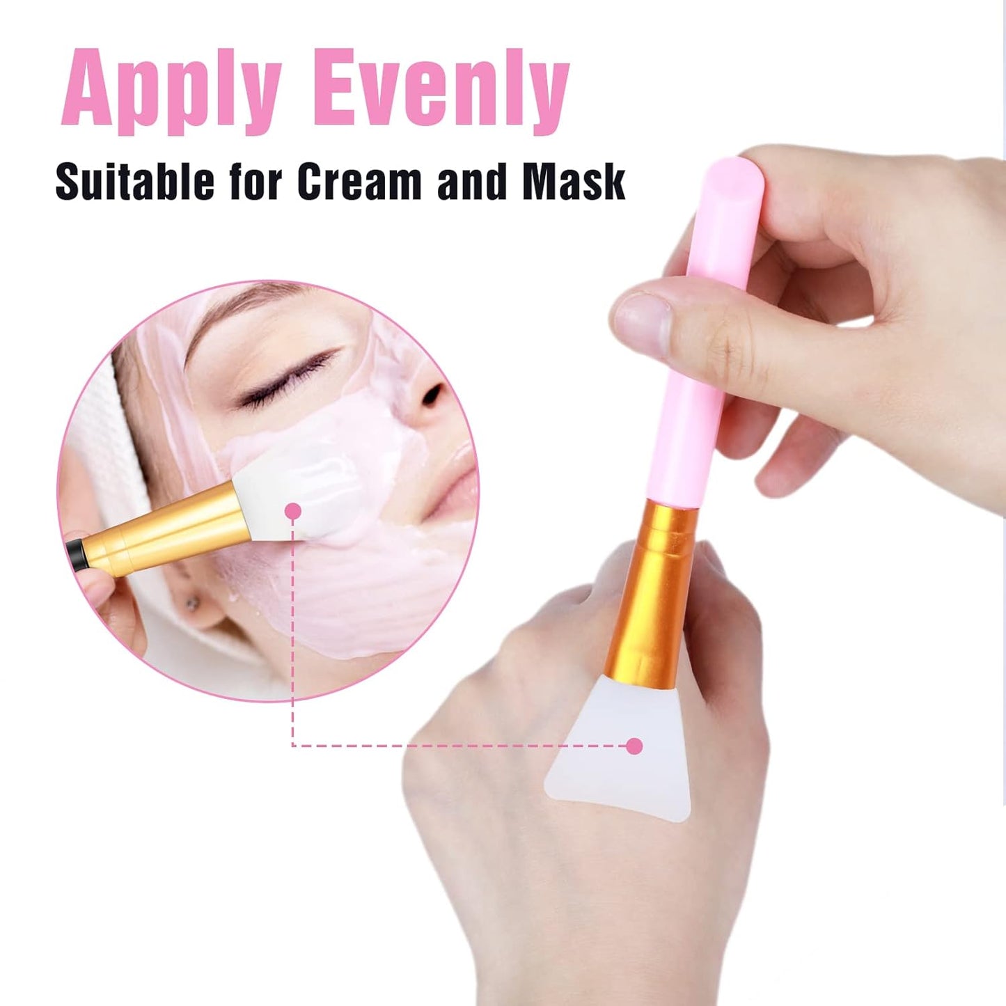 2 PCS Silicone Face Mask Brushes, Facial Mud Mask Beauty Tool Applicator Brush Soft Hairless Body Lotion Moisturizers Applicator Sector Brush Makeup Tools For Women Girls (Pink+Blue)