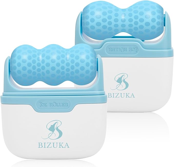 Ice Roller for Face and Eyes Facial Skin Care Tool 2-in-1 Ice Roller for Face & Eyes - Reduces Puffiness, Relieves Migraines, with Travel Case - Ideal Gift for Women (Blue)