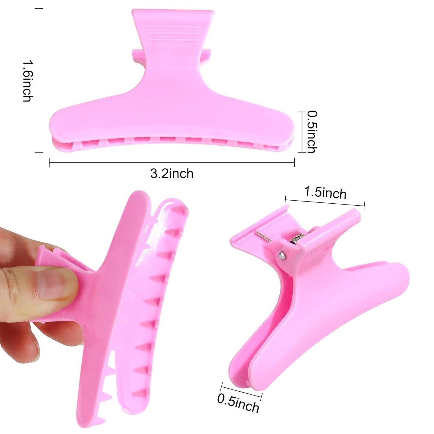 Ondder White Pink Butterfly Hair Claw Clips for Styling and Sectioning - Pro Hair Clamp for Makeup, Cutting, Coloring - Accessories for Women and Girls