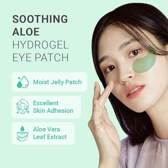 tenzero Soothing Aloe Hydrogel Eye Patch (60 pairs, 90g), Aloe Vera Treatments for Puffy Eye, Fine Lines, Soothing, Eye Puffiness Reducer, Hydrating Eye Pads, Korean Under Eye Masks Skincare