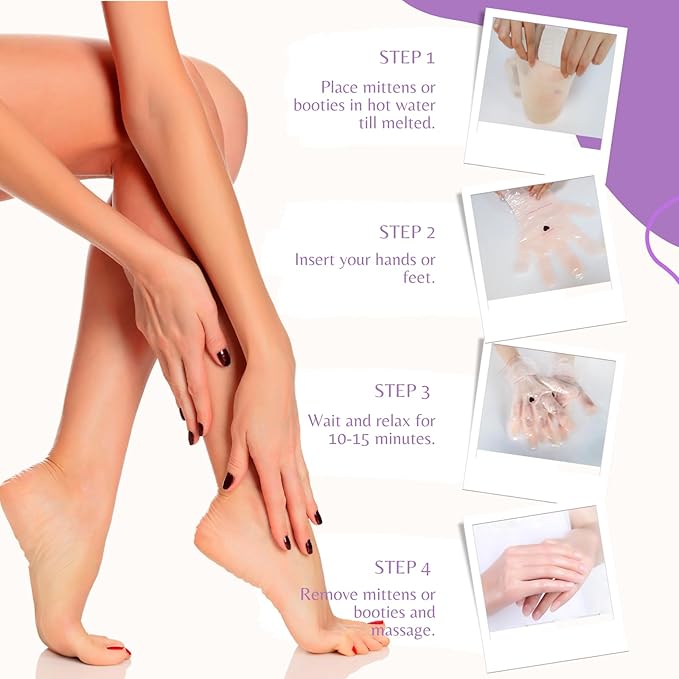 10-Minute Paraffin Hand & Foot Treatments, Self Contained Paraffin Wax Gloves and Booties Set for Intensive Hydration At Home (Coconut Oil)