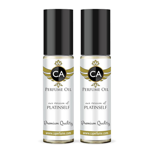 CA Perfume Impression of Platinself for Men Eau De Parfum Woody Floral Musk Scent Long Lasting Cologne for Men Travel Size TSA Ready for Day and Night Wear 0.33 Fl Oz 10ml (Pack of 2)