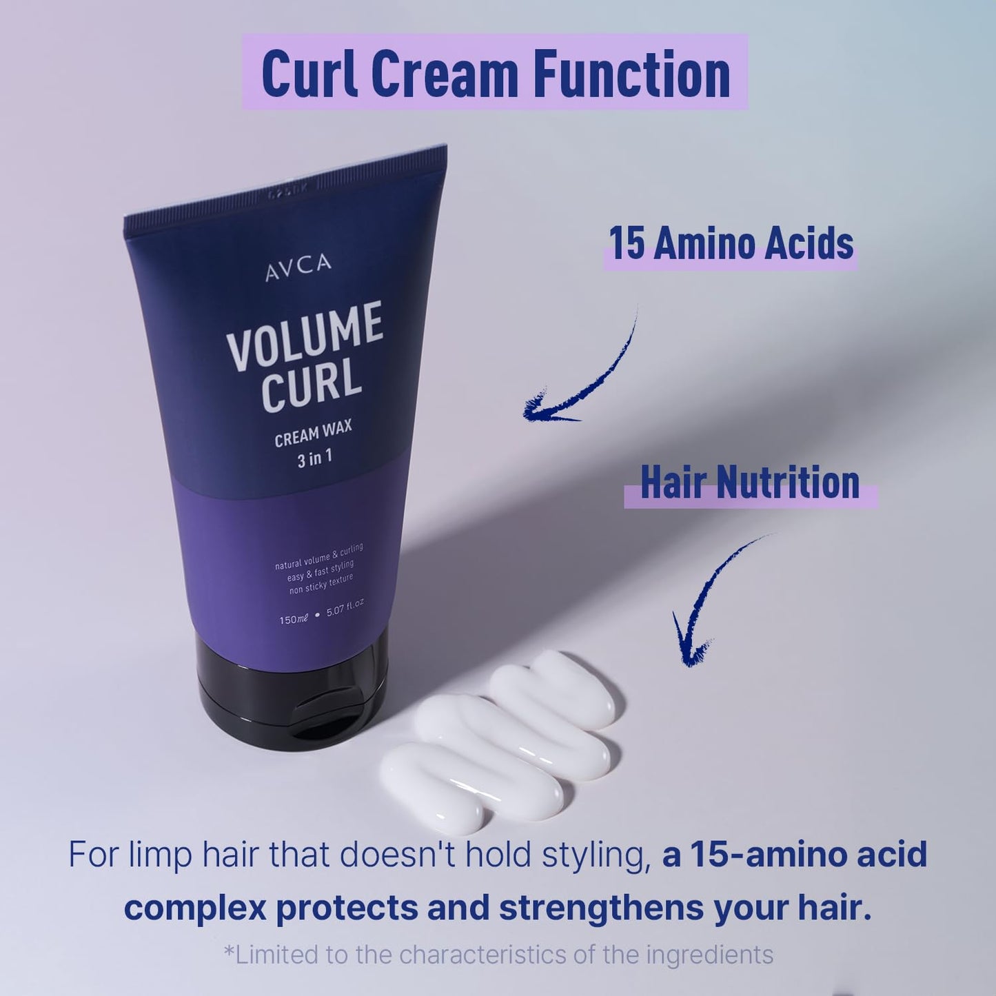 AVCA 3-in-1 Volume Curl Cream for Defined Curls, Frizz Control, and Added Bounce 150ml, 5.07fl. oz.