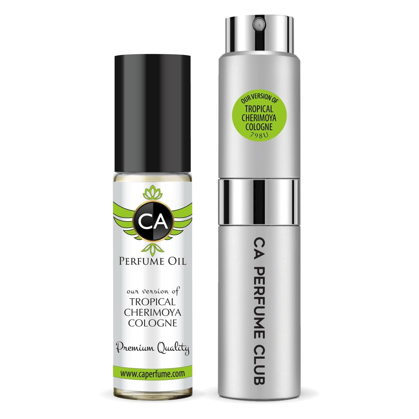 CA Perfume Duo Impression of Tropical Cherimoya Cologne For Women And Men Perfume Layering Set Long Lasting Travel Size EDP + Body Oil Roll-On Bottle 0.27 Fl Oz+0.33 Fl Oz