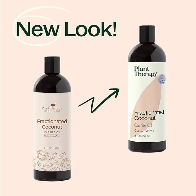 Plant Therapy Fractionated Coconut Oil for Skin, Hair, Body, Diluted Essential Oils, 100% Pure, Natural Moisturizer, Massage & Aromatherapy Liquid Carrier Oil 2 oz