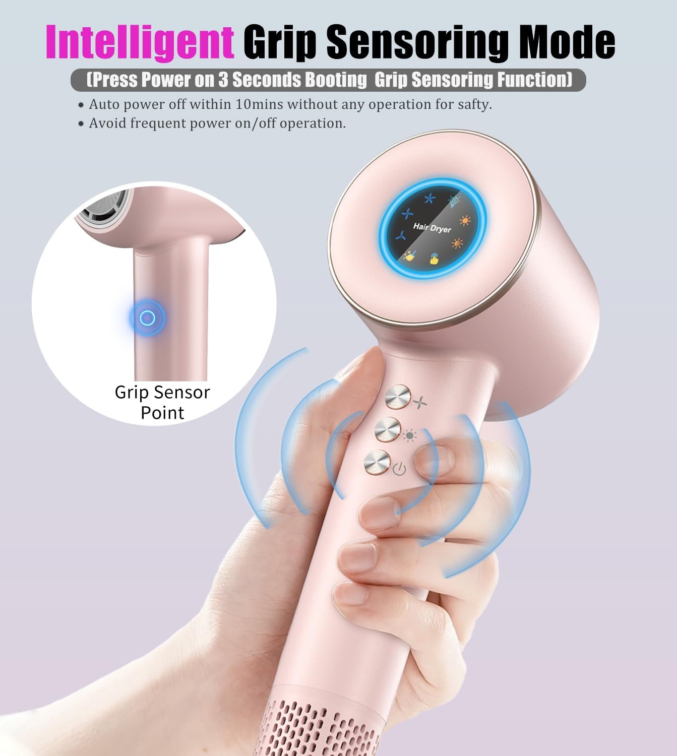 Hair Dryer, 110000 RPM Intelligent High-Speed Blow Dryer - 200 Millions Negative Ionic, Double-Layer Heating Wire for Fast Drying, Low Noise Thermo-Control Hair Dryer with Magnetic Nozzle (Pink)