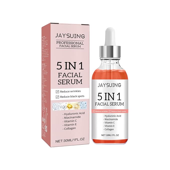 "5-in-1 Vitamin C Face Serum with Hyaluronic Acid, Collagen, Niacinamide - Anti-Aging & Moisturizing Formula for Firm, Even Skin Tone - 30ml"
