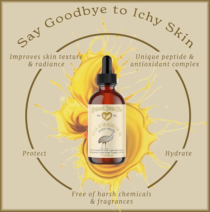 Natural Born Oils Ultra Clear Emu Oil, 8oz, Organic, Fully Refined, Deep Penetrating, Skin Elasticity Booster, Hair Conditioner