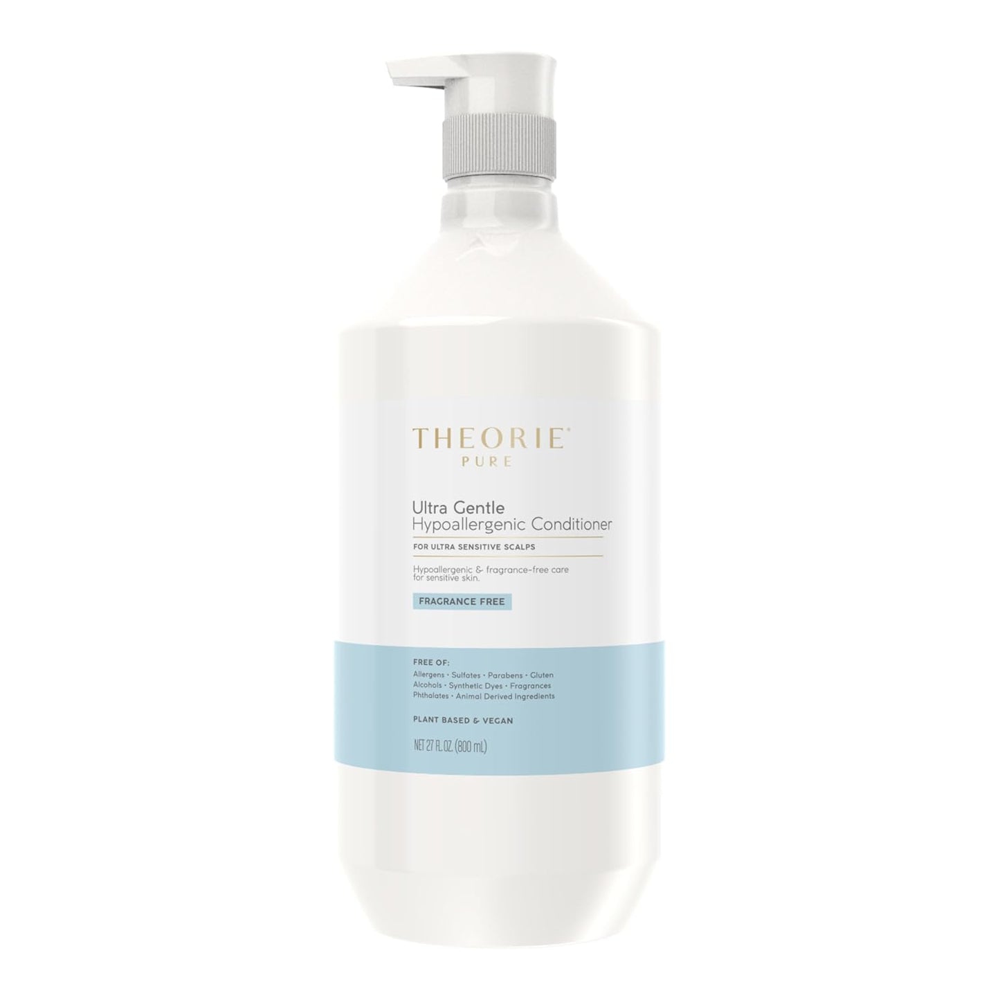 Theorie Pure Collection Hypoallergenic Conditioner -Plant-Based & Vegan - for Soothes Itchy & Allergy Prone Skin - Fragrance-free - Sensitive Scalp, Pump Bottle -800mL - 1 Pack
