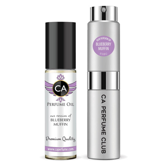 CA Perfume Duo Impression of Blueberry Muffin For Women And Men Perfume Layering Set Long Lasting Travel Size EDP + Body Oil Roll-On Bottle 0.27 Fl Oz+0.33 Fl Oz