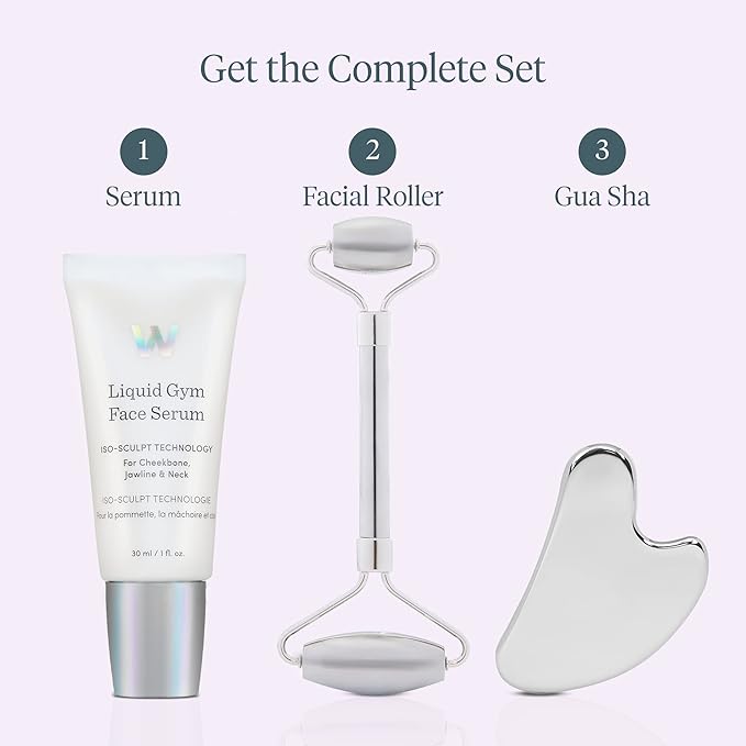 Wonderskin Liquid Gym Gua Sha Face Sculpting Tool, Facial Roller to Reduce Tension, Puffiness & Wrinkles, Skin Care Tool and Jawline Sculptor, Stainless Steel Facial Massager