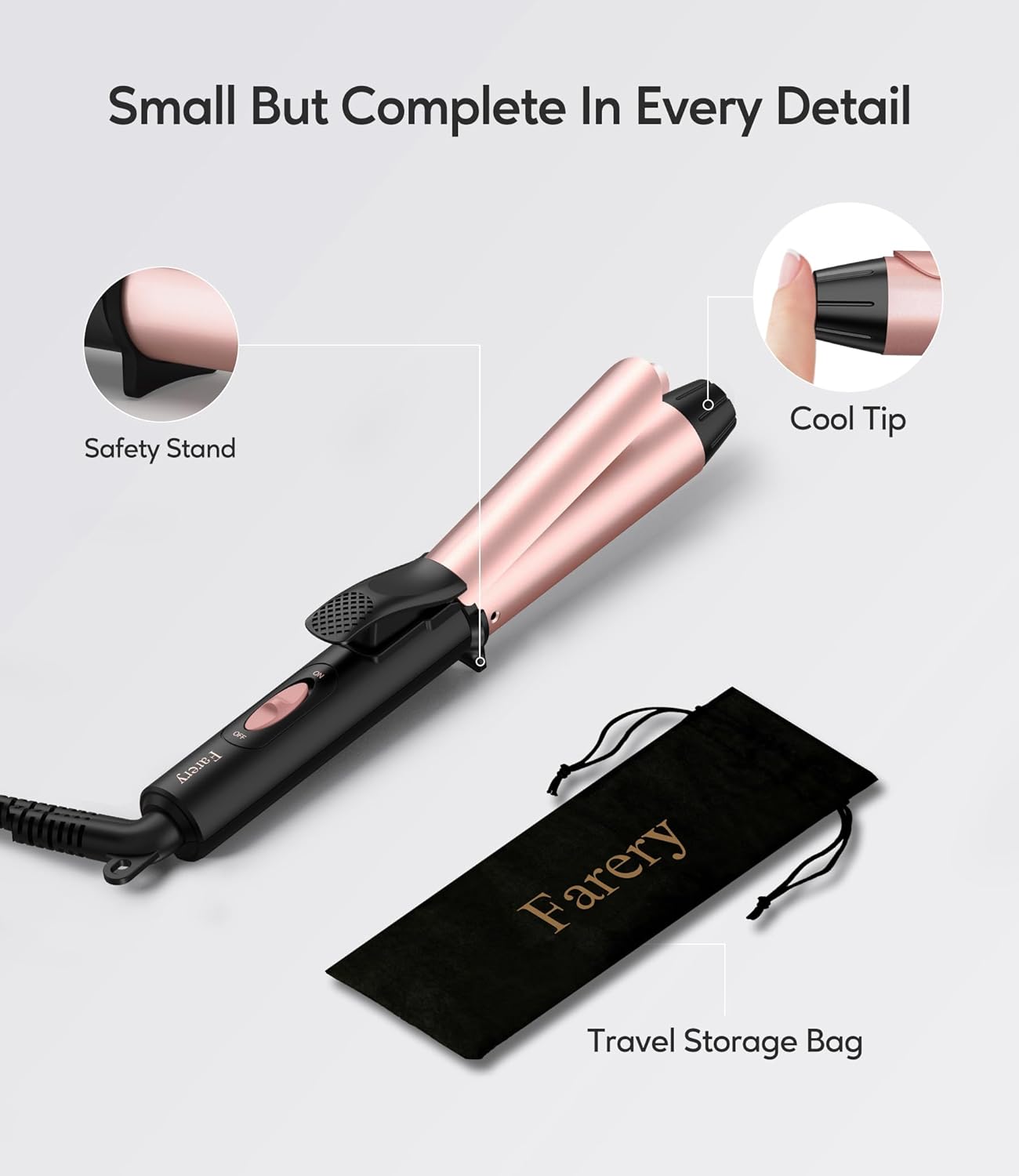1 Inch Dual Voltage Ceramic Curling Iron with Keratin & Argan Oil, Mini Hair Curler, Travel Size with Storage Bag