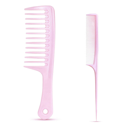 Wide Tooth Comb for Women Curls Styling, Pink Large Hair Comb for Wet or Dry Use in Shower, Blow Drying, Travel - Hurt-Free Brushing on All Hair Types, 1 Pack