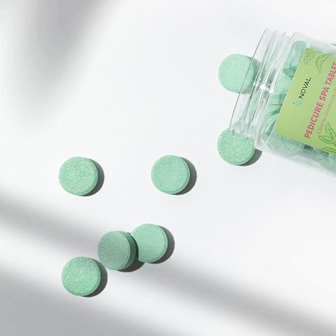 NOVAL Pedicure Spa Tablet - Fast Dissolving, Gentle & Portable Foot Soak for Softening Calluses & Hydrating Skin, Green Tea Scent