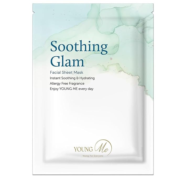 YoungMe Soothing Glam Facial Sheet Mask - 1 Sheets Face Masks | Korean Face Mask Skincare - Deep Real Masks for Sensitive Skin or All Skin Types