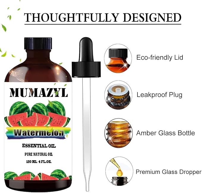 Watermelon Essential Oil, Watermelon Oil 4 Fl Oz 120ML for Diffuser Humidifier Yoga Cleaning DIY Candle Soap Making Essential Oils