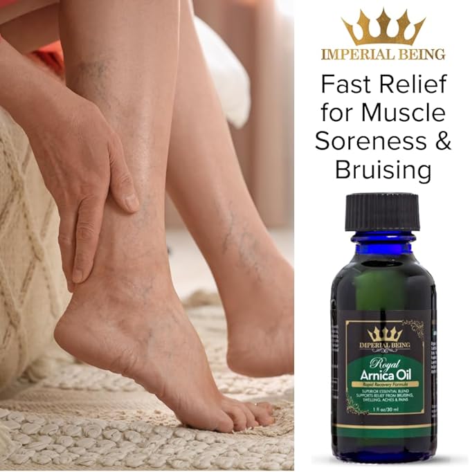 Royal Arnica Oil – Organic Herbal Blend for Muscle Recovery, Bruise Support, Joint Flexibility, Skin Vitality – Longer Lasting Than Arnica Cream or Gel – Infused with Essential Oils (2oz)