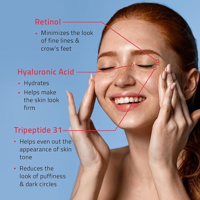 YEOUTH Retinol Eye Cream, Firming Under Eye Cream for Puffiness and Bags Under Eyes for Wrinkles and Dark Circles with Hyaluronic Acid and Tripeptides 1oz