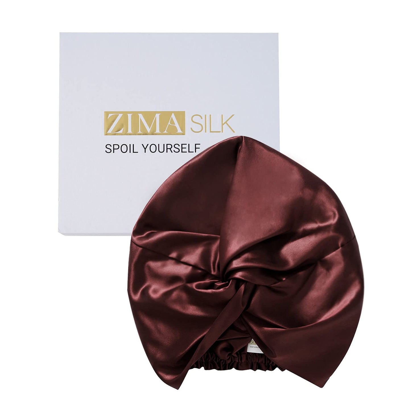 ZIMASILK 22 Momme 100% Mulberry Silk Bonnet for Sleeping & Women Hair Care, Highest Grade 6A Silk Hair wrap for Sleeping with Premium Elastic Stay On Head (1Pc, Burgundy)