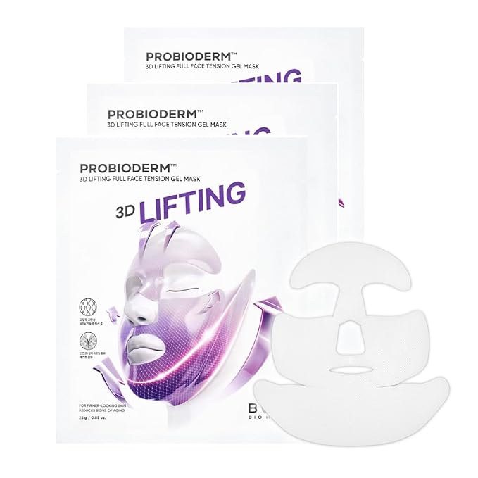 Probioderm™ 3D Lifting Full Face Tension Gel Mask | NOT a Hydrating Mask – Firming & Tightening for Lifted, Sculpted Skin | 20-Peptide Complex & PDRN for Face Contouring & Jawline Definition