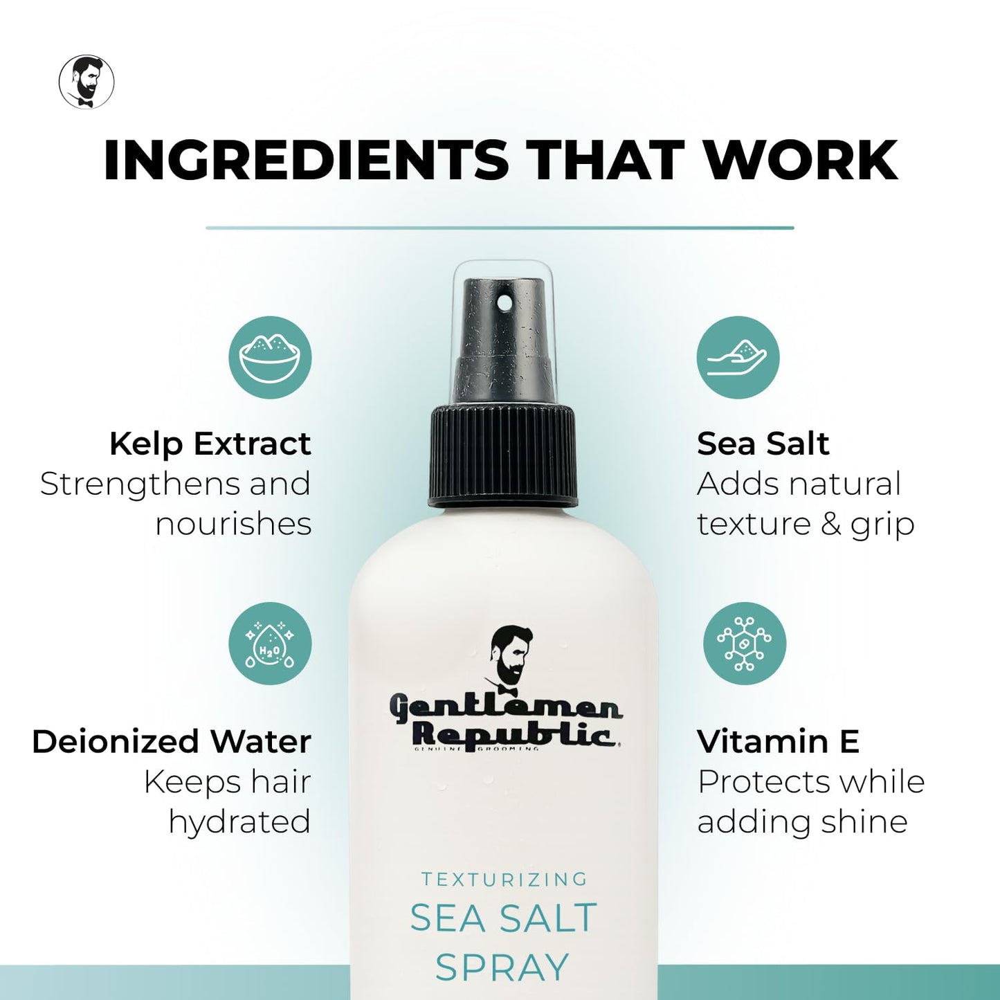 Gentlemen Republic Sea Salt Spray for Men & Women – Hair Texturizing Spray with Dead Sea Salt, Vitamin E & Kelp – Adds Volume & Texture – Lightweight Texturizing for Hair Men – 8 oz