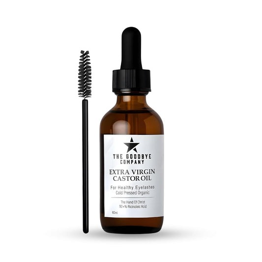 The Goodbye Company Organic Castor Oil 60ml - Small Batch Regenerative Farm, Manually Cold Pressed from Choice Beans - Pure Hexane-Free for Hair Growth, Eyelashes, Skin & Fertility Packs