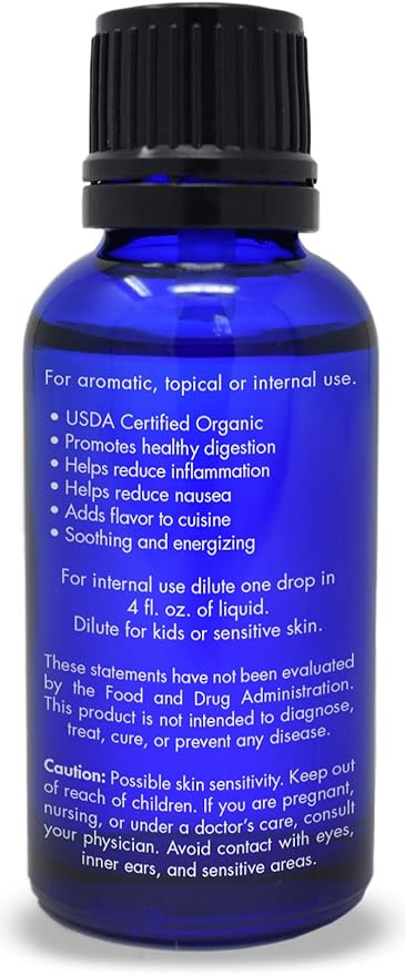 Organic, Ginger Essential Oil, for Pain and Inflammation, Edible, Food Grade – 100% Pure, Ginger Oil, for Lymphatic Drainage, Massage, by Zongle Therapeutics,1 OZ