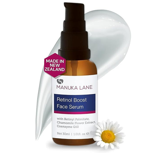 Retinol Boost Serum for Face and Neck with Collagen, Shea Butter & Chamomile Flower Extract | Plant Based Formula | Carefully formulated to keep your skin young and healthy!