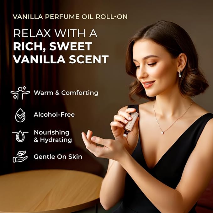Gya Labs Vanilla Essential Oil Roll on for Skin - 100% Pure Natural Vanilla Perfume Oil for Women, Self Care Roller Aromatherapy, Alcohol Free, Travel Size (0.34 Fl Oz)