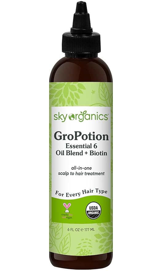 Sky Organics Organic GroPotion for Hair USDA Certified Organic to Strengthen, Lengthen & Condition, 6 fl. Oz with Ebook