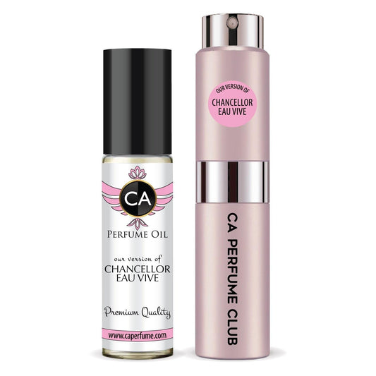 CA Perfume Duo Impression of Chancellor Eau Vive For Women Perfume Layering Set Long Lasting Travel Size EDP + Body Oil Roll-On Bottle 0.27 Fl Oz+0.33 Fl Oz