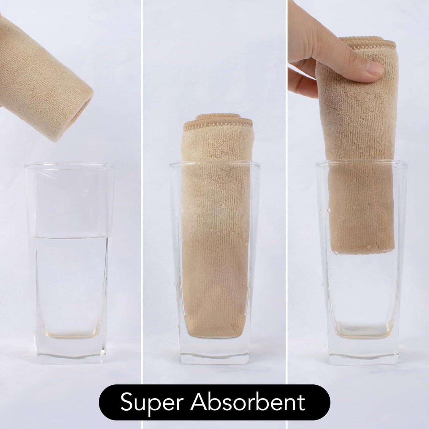 SINLAND Microfiber Facial Cloths Fast Drying Washcloth 12inch x 12inch (10pack, Cream)