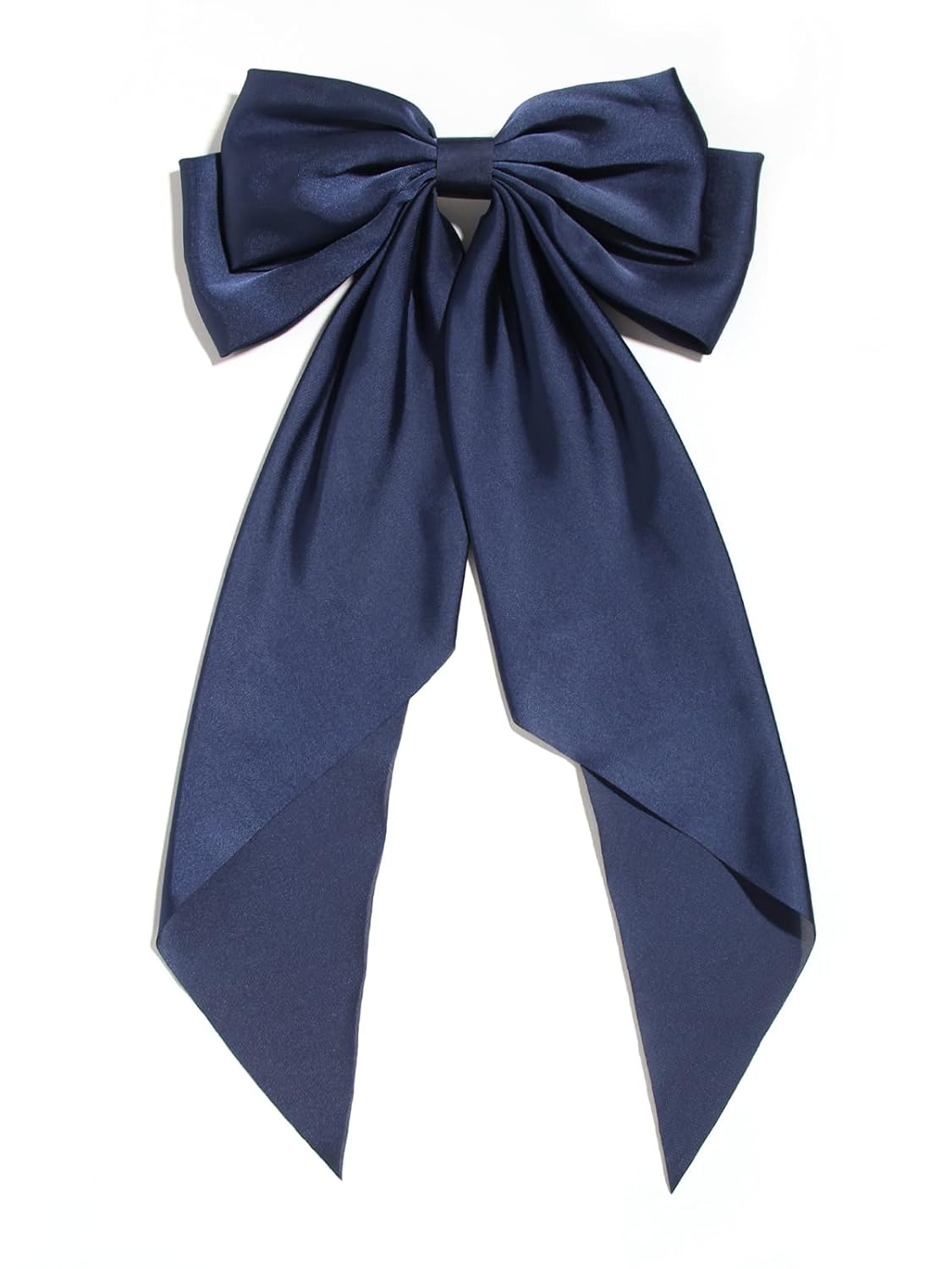 Satin Bow Barrettes and Long Ribbon Navy Hair Pins for Girls and Women - Party Hair Accessories with Bowknot Hairpins