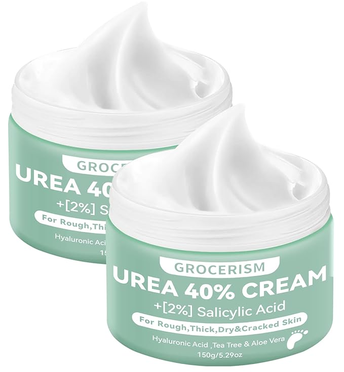 2 Packs Urea Cream 40% Plus 2% Salicylic Acid 5.30 oz || Foot Cream Maximum Strength with Hyaluronic Acid, Tea Tree, and Aloe Vera for Deep Moisturizes, Callus Remover and Soften