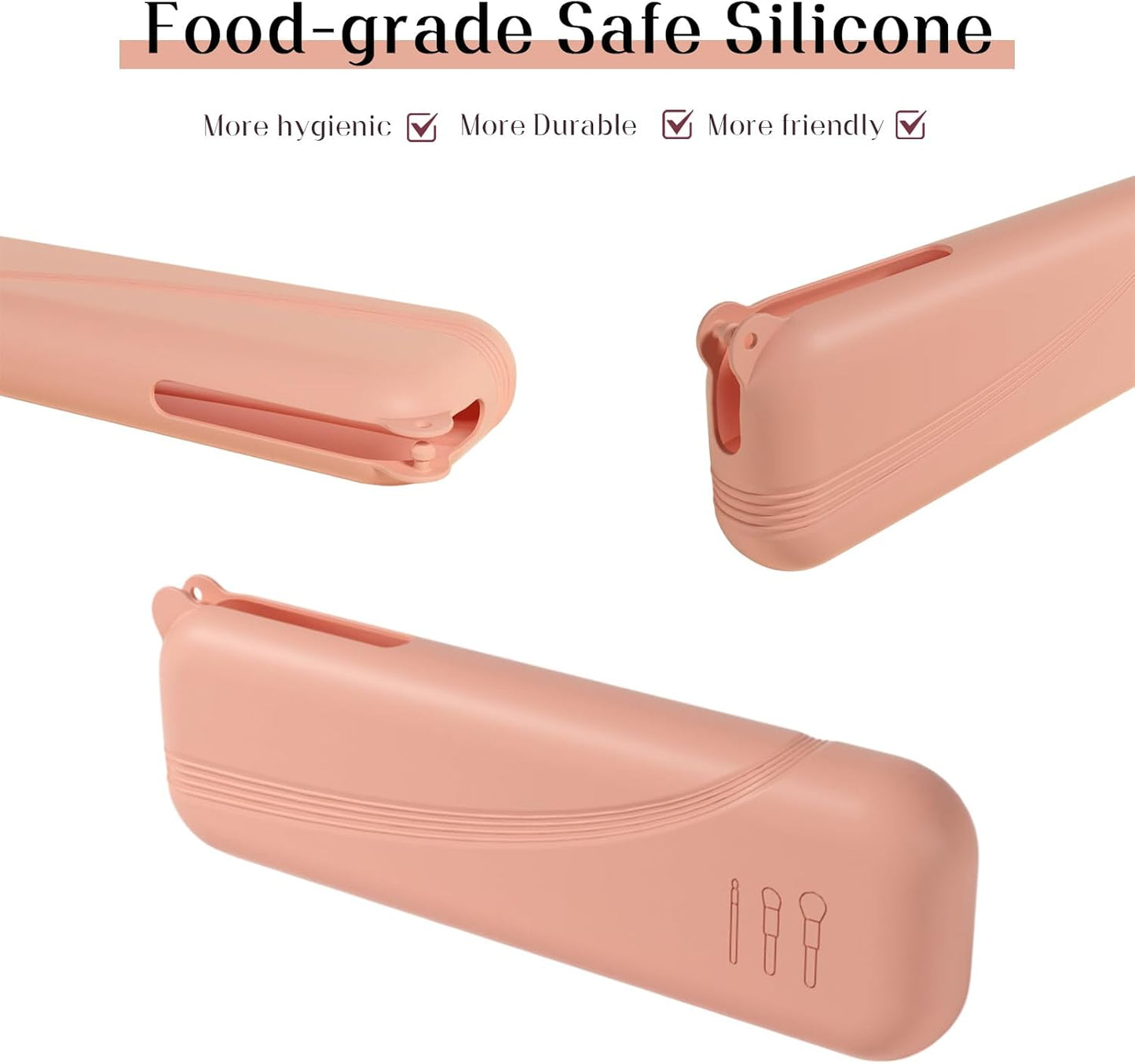 Silicone Makeup Brush holder,Large Travel Makeup Brush Case with Half-open Snap Design, Anti-fall Out Travel Bag,Portable and Eco-Friendly Beauty Cosmetic Organizer (Pink*1)