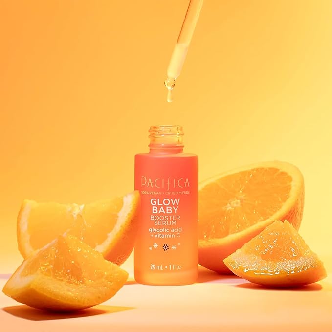 Pacifica Vitamin C Face Serum - Glow Baby Booster Facial Serum - Glycolic Acid Serum For Face - Dark Spot Corrector Anti Aging Brightening - Dermatologist Tested, Fragrance Free, Clean Skin Care Vegan