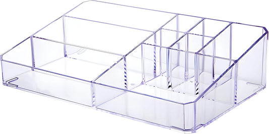 Clear Makeup Organizer, Makeup Brushes Storage Case, Cosmetic Display Case Tray, Tiered Skincare Organizer, Acrylic Lipstick Holder Countertop Desk Brush Organizer for Bedroom Vanity