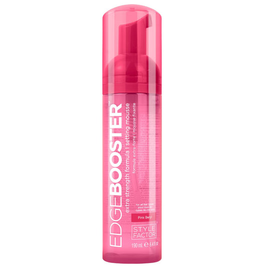 Style Factor EDGE BOOSTER Extra Strength Setting Mousse – Frizz Control, Extra Volume, and Conditioning – 6.4oz Pink Beryl Mousse for Curly Hair