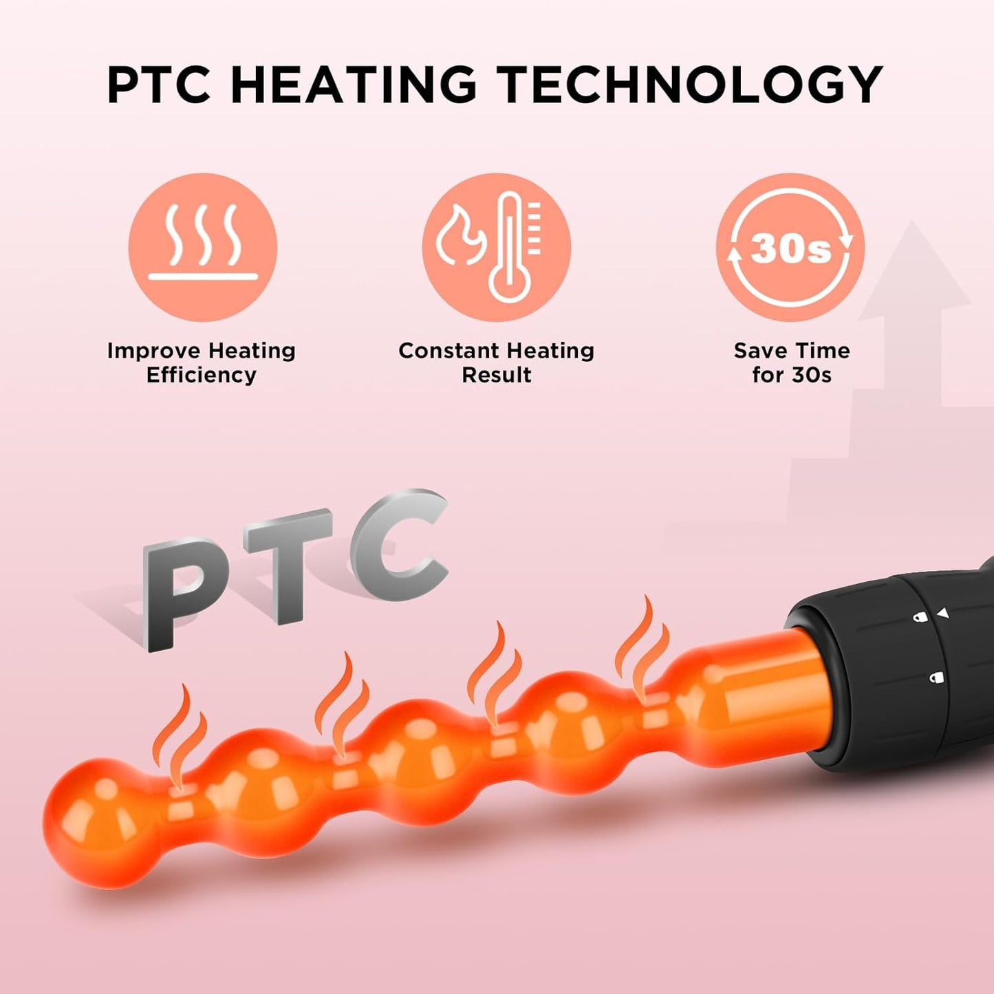 Curling Iron with Clamp PARWIN PRO BEAUTY 7 in 1 Curling Wand Set 0.5 to 1.5 Inch Interchangeable Barrels Adjustable Temp. Negative Ionic, Travel Dual Voltage 60mins Auto Shut Off, Rose Pink