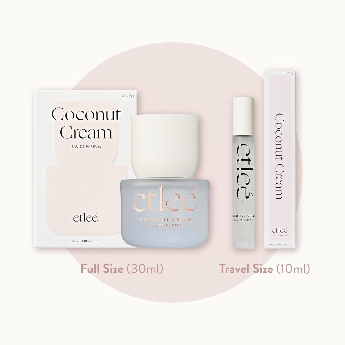 Coconut Cream Eau de Parfum 0.34oz, Creamy Gourmand Long Lasting Perfume With Vanilla, Musk, Woody, Berry & Tonka Bean, Layerable Luxury Fragrance for Women & Men for Everyday Wear