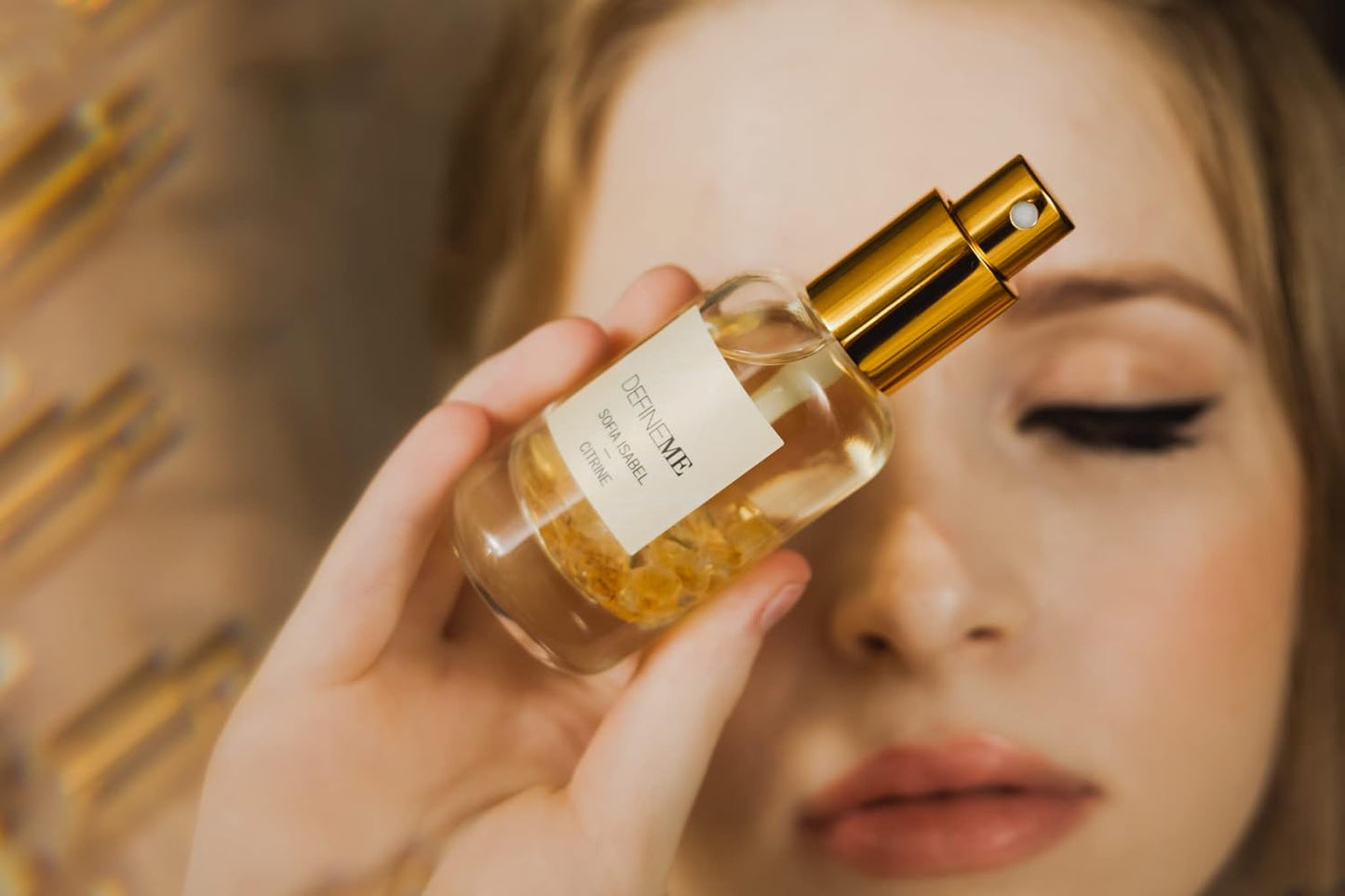 DefineMe Citrine Crystal Infused Natural Perfume Mist, Sofia Isabel Scent, 0.95 FL OZ
