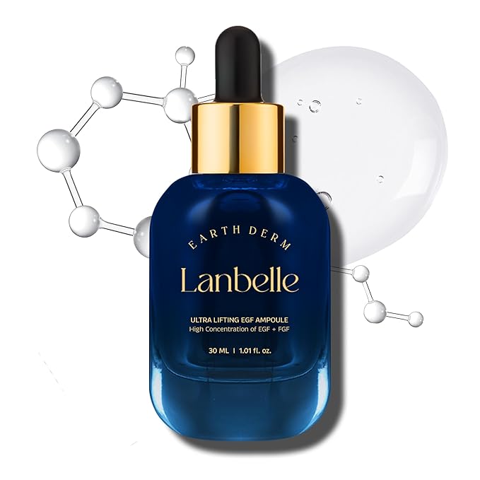 LANBELLE Ultra Lifting EGF FGF 10 ppm Ampoule Serum w/Centella Asiatica Hyaluronic Acids | Improves Skin Balance Elasticity Reduces Fine Lines Blemish Spots Hydrating Korean Skincare