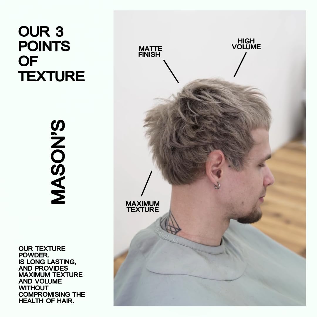 Mason's Texture Powder for Men – Lightweight Hair Texture & Styling Powder with Strong Hold, Matte Finish, Citrus Scent – Volumizing, Non-Sticky Texture Spray – 8.75g