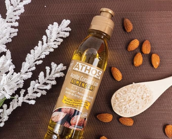ATHOS, Aceite Corporal Con Almendras, 250 ml., 1 Fl Oz (Pack of 1)